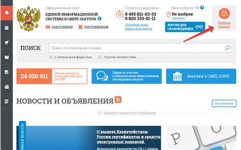 Войдите в личный кабинет на официальном сайте ЕИС